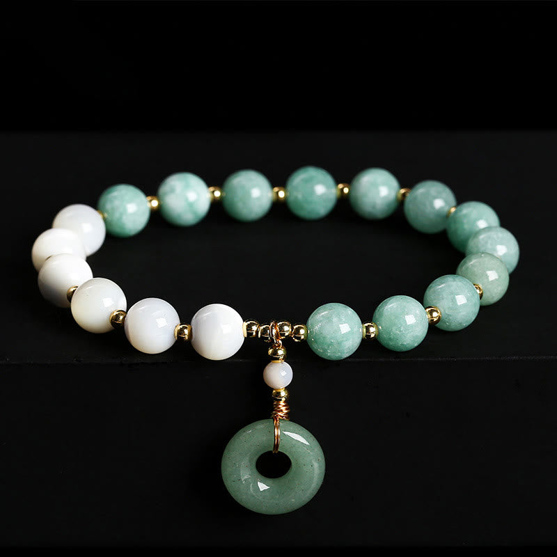 Fortune Jewel Jade Trochus Horseshoe Snail Peace Buckle Charm Abundance Bracelet