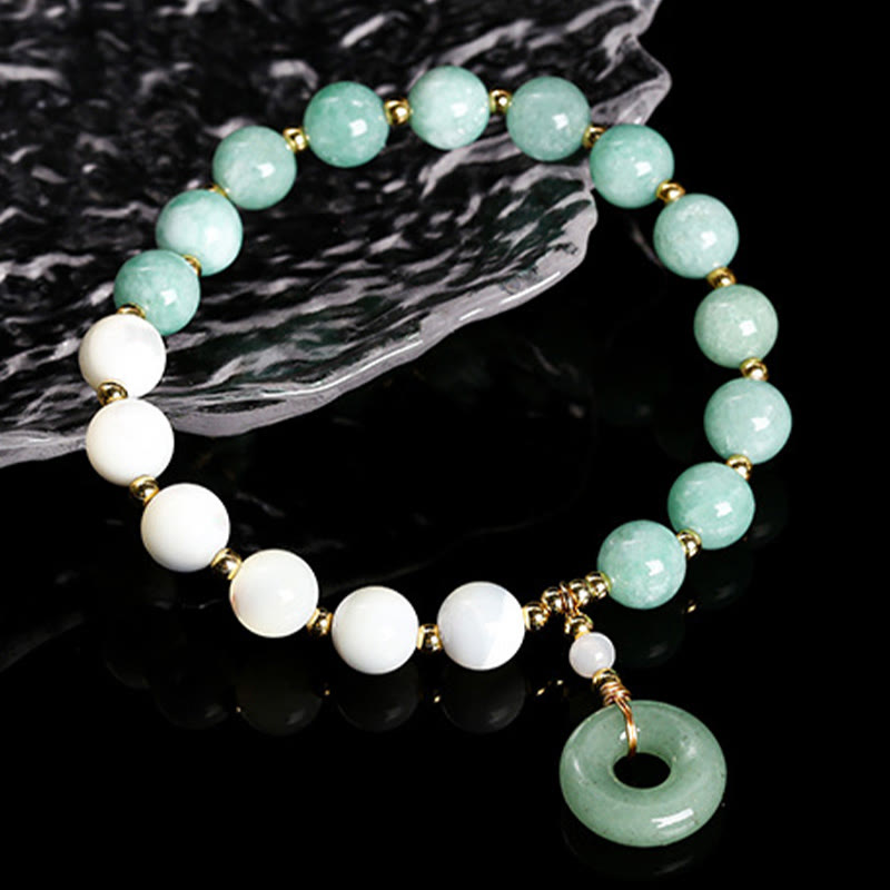 Fortune Jewel Jade Trochus Horseshoe Snail Peace Buckle Charm Abundance Bracelet