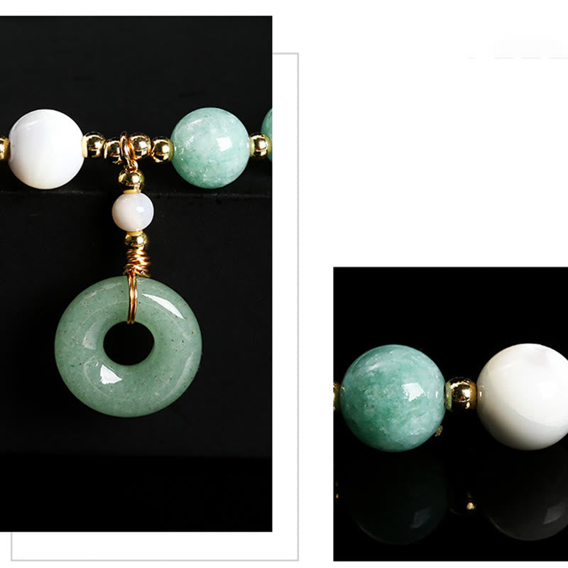 Fortune Jewel Jade Trochus Horseshoe Snail Peace Buckle Charm Abundance Bracelet
