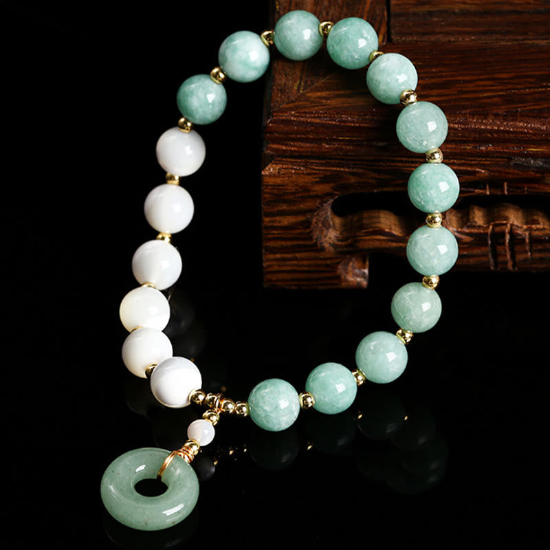 Fortune Jewel Jade Trochus Horseshoe Snail Peace Buckle Charm Abundance Bracelet