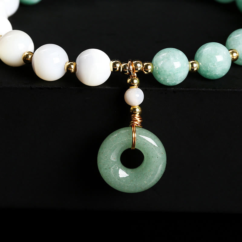 Fortune Jewel Jade Trochus Horseshoe Snail Peace Buckle Charm Abundance Bracelet