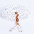 Fortune Jewel 108 Mala Beads Natural Stone White Crystal Sandalwood Healing Bracelet