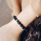 Fortune Jewel Ebony Wood Copper Brass Red Agate Peace Bracelet