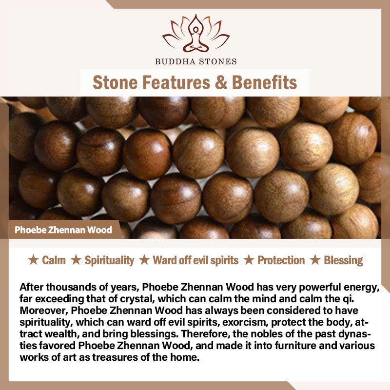 Fortune Jewel 108 Mala Teardrop Beads Natural Phoebe Zhennan Wood Protection Bracelet