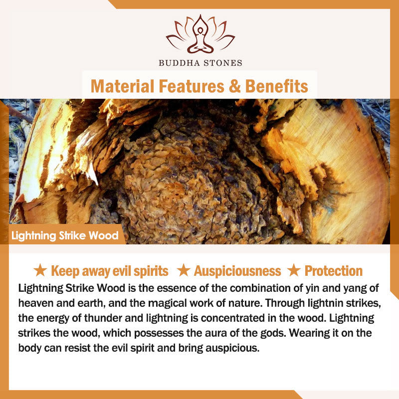 Fortune Jewel 108 Mala Beads Lightning Strike Peach Wood Hand Polishing Protection Bracelet