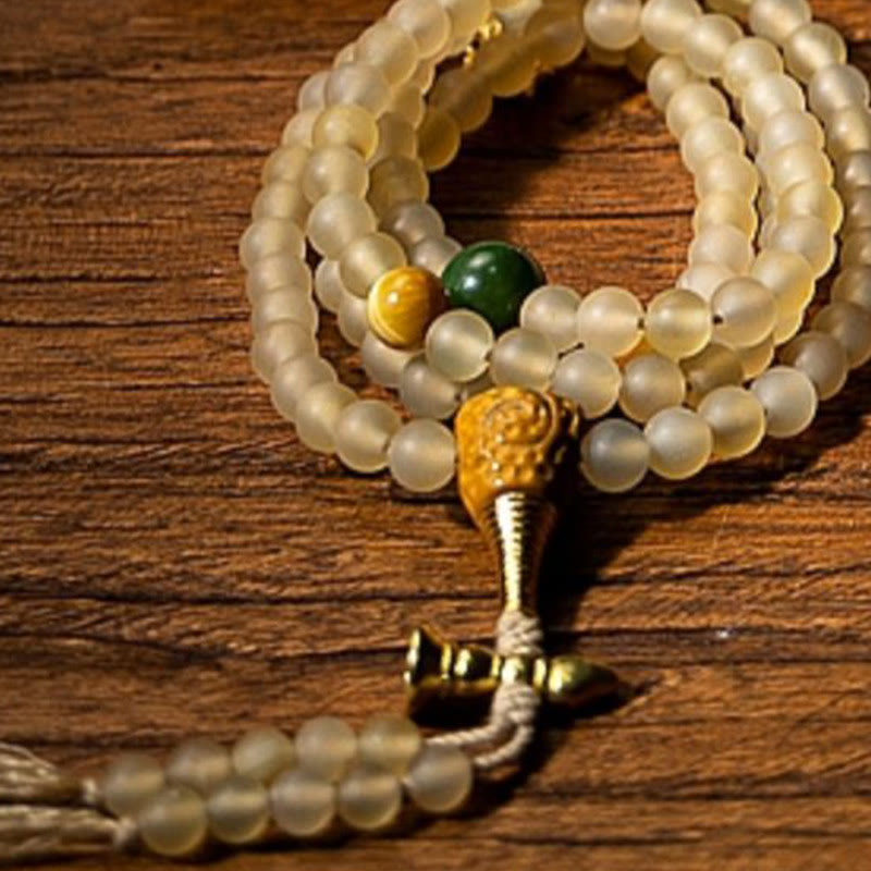 Fortune Jewel Tibet 108 Mala Beads Chinese Zodiac Natal Buddha Natural Sheep Horn Wealth Bracelet