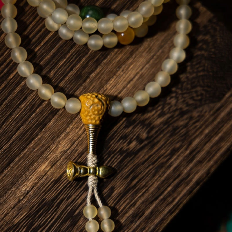 Fortune Jewel Tibet 108 Mala Beads Chinese Zodiac Natal Buddha Natural Sheep Horn Wealth Bracelet