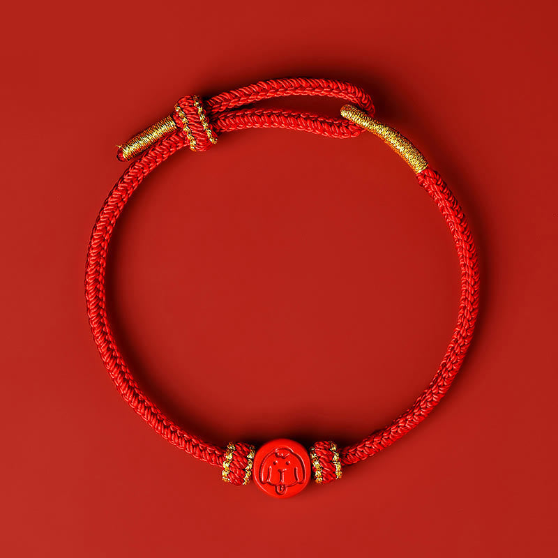 Fortune Jewel Chinese Zodiac Red String Eight Thread Peace Knot Cinnabar Protection Luck Bracelet