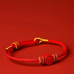 Fortune Jewel Chinese Zodiac Red String Eight Thread Peace Knot Cinnabar Protection Luck Bracelet