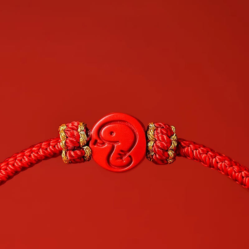 Fortune Jewel Chinese Zodiac Red String Eight Thread Peace Knot Cinnabar Protection Luck Bracelet