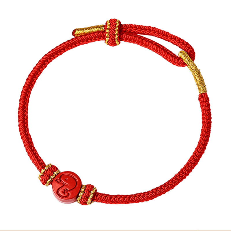 Fortune Jewel Chinese Zodiac Red String Eight Thread Peace Knot Cinnabar Protection Luck Bracelet