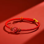 Fortune Jewel Chinese Zodiac Red String Eight Thread Peace Knot Cinnabar Protection Luck Bracelet