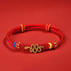 Fortune Jewel Red String Eight Thread Peace Knot Year Of The Snake Protection Braided Bracelet