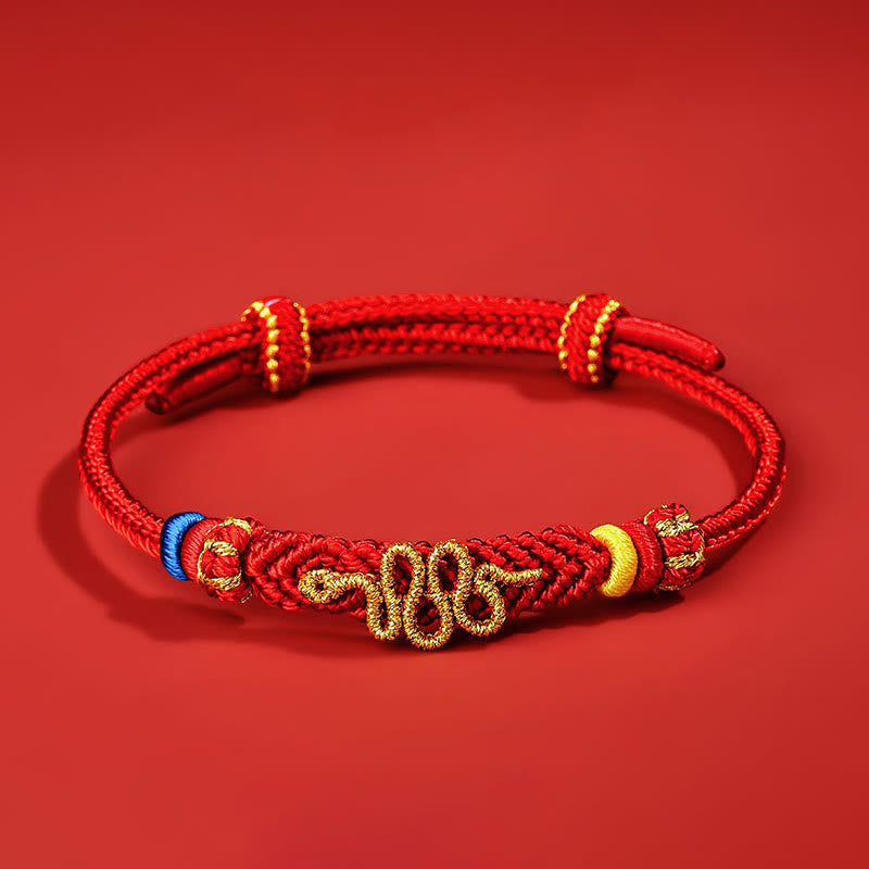 Fortune Jewel Red String Eight Thread Peace Knot Year Of The Snake Protection Braided Bracelet