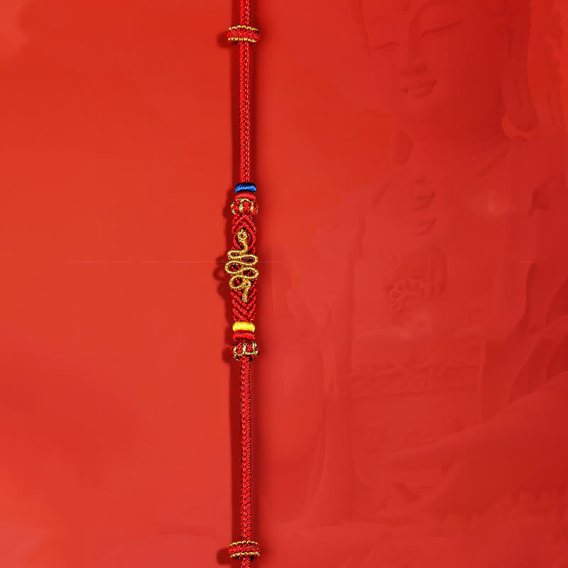 Fortune Jewel Red String Eight Thread Peace Knot Year Of The Snake Protection Braided Bracelet