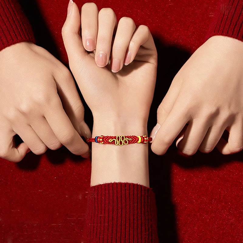 Fortune Jewel Red String Eight Thread Peace Knot Year Of The Snake Protection Braided Bracelet