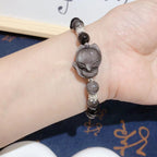 Fortune Jewel Natural Silver Sheen Obsidian Nine Tailed Fox Communication Bracelet