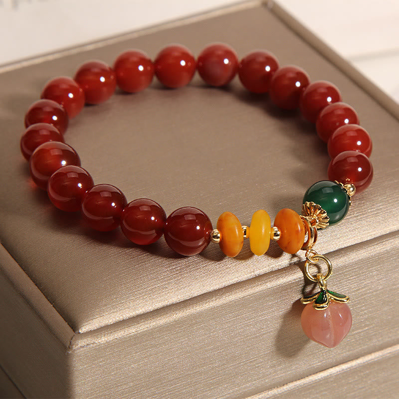 Fortune Jewel Red Agate Amber Peach Charm Self-acceptance Bracelet