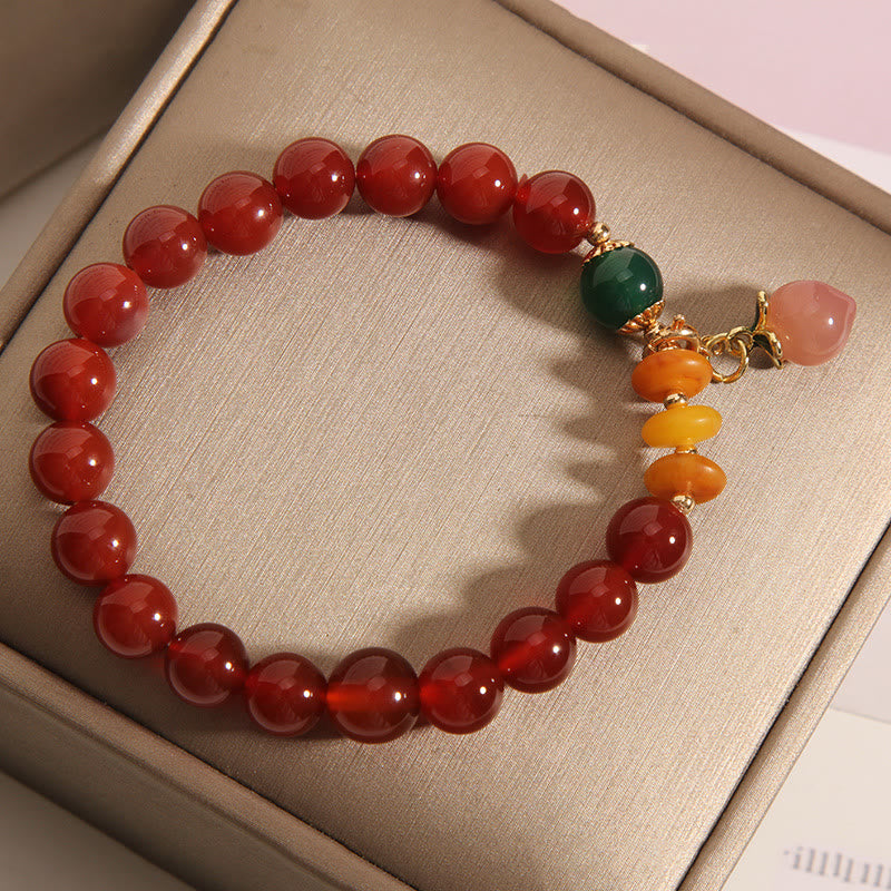 Fortune Jewel Red Agate Amber Peach Charm Self-acceptance Bracelet