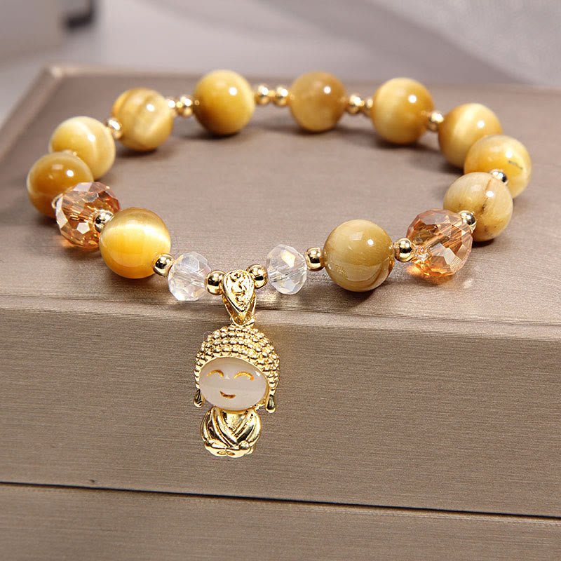Fortune Jewel Yellow Tiger Eye Meditation Buddha Protection Bracelet