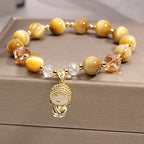 Fortune Jewel Yellow Tiger Eye Meditation Buddha Protection Bracelet