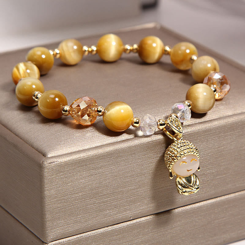 Fortune Jewel Yellow Tiger Eye Meditation Buddha Protection Bracelet