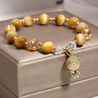 Fortune Jewel Yellow Tiger Eye Meditation Buddha Protection Bracelet
