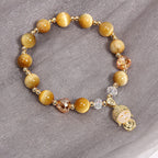 Fortune Jewel Yellow Tiger Eye Meditation Buddha Protection Bracelet