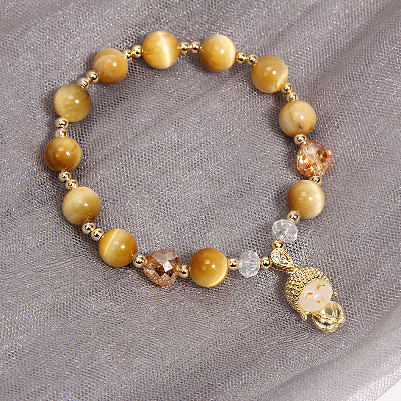 Fortune Jewel Yellow Tiger Eye Meditation Buddha Protection Bracelet