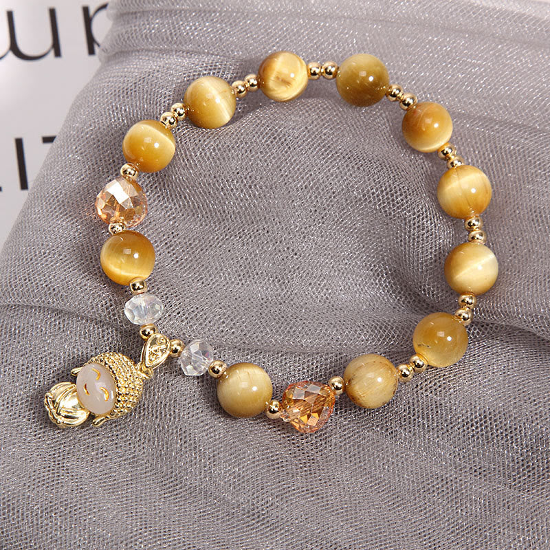 Fortune Jewel Yellow Tiger Eye Meditation Buddha Protection Bracelet
