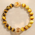 Fortune Jewel Natural Yellow Black Tiger Eye Citrine Strength Bracelet