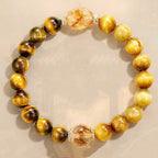 Fortune Jewel Natural Yellow Black Tiger Eye Citrine Strength Bracelet