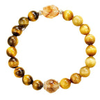 Fortune Jewel Natural Yellow Black Tiger Eye Citrine Strength Bracelet