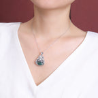 Fortune Jewel 999 Sterling Silver Laughing Buddha Cyan Jade Lotus Success Necklace Chain Pendant Fortune Jewel