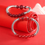 Fortune Jewel 999 Sterling Silver Cinnabar Wheat Ears Blessing Bracelet Bangle