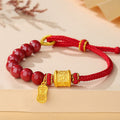 Fortune Jewel 999 Sterling Silver Six True Words Om Mani Padme Hum Cinnabar Blessing String Bracelet