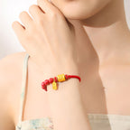 Fortune Jewel 999 Sterling Silver Six True Words Om Mani Padme Hum Cinnabar Blessing String Bracelet