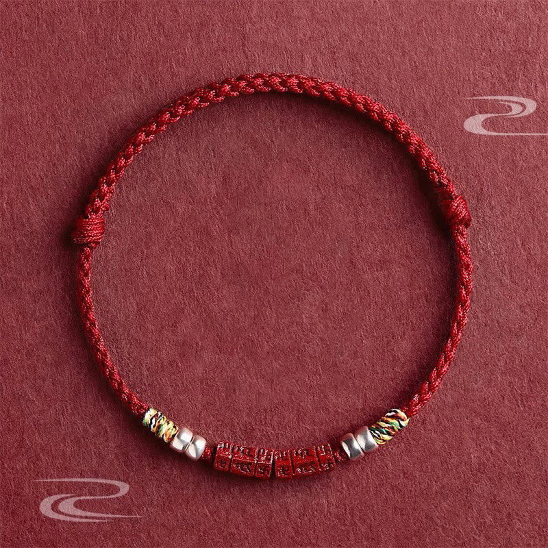 Fortune Jewel 925 Sterling Silver Om Mani Padme Hum Cinnabar Blessing Child Adult Bracelet