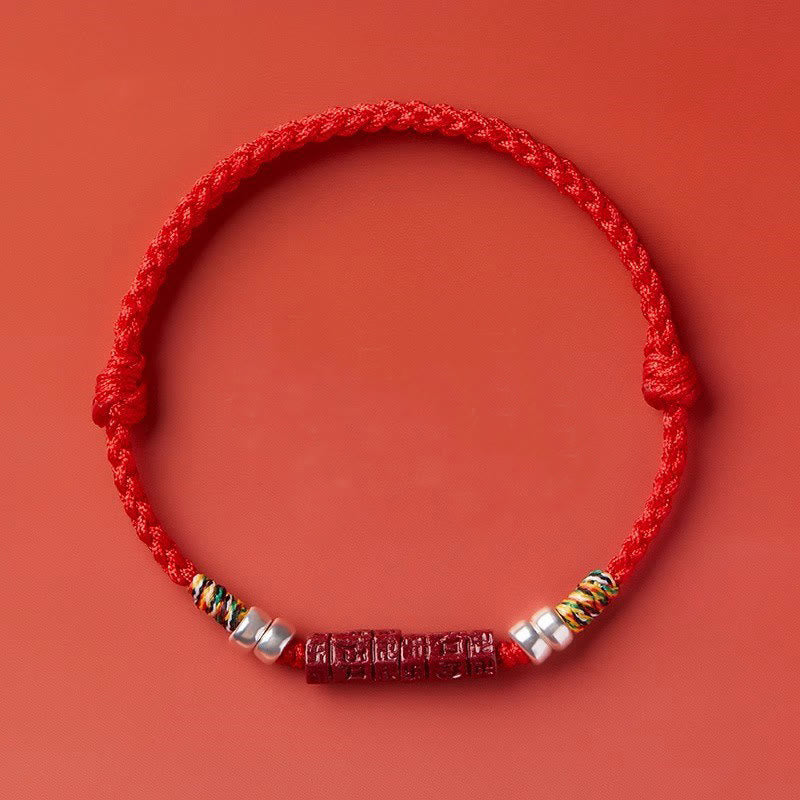 Fortune Jewel 925 Sterling Silver Om Mani Padme Hum Cinnabar Blessing Child Adult Bracelet
