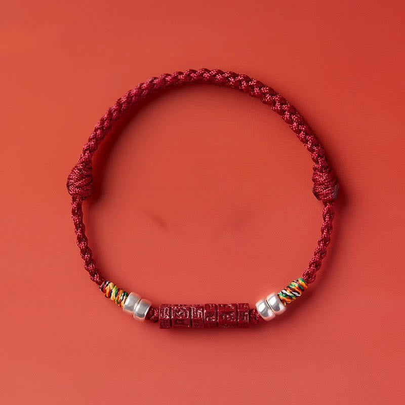 Fortune Jewel 925 Sterling Silver Om Mani Padme Hum Cinnabar Blessing Child Adult Bracelet