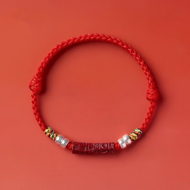 Fortune Jewel 925 Sterling Silver Om Mani Padme Hum Cinnabar Blessing Child Adult Bracelet