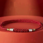 Fortune Jewel 925 Sterling Silver Om Mani Padme Hum Cinnabar Blessing Child Adult Bracelet