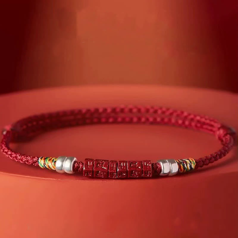 Fortune Jewel 925 Sterling Silver Om Mani Padme Hum Cinnabar Blessing Child Adult Bracelet