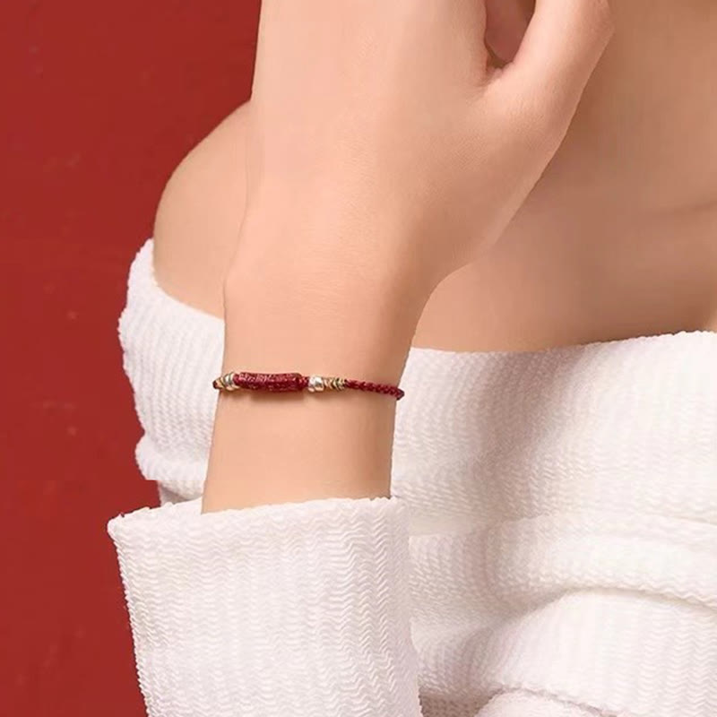 Fortune Jewel 925 Sterling Silver Om Mani Padme Hum Cinnabar Blessing Child Adult Bracelet