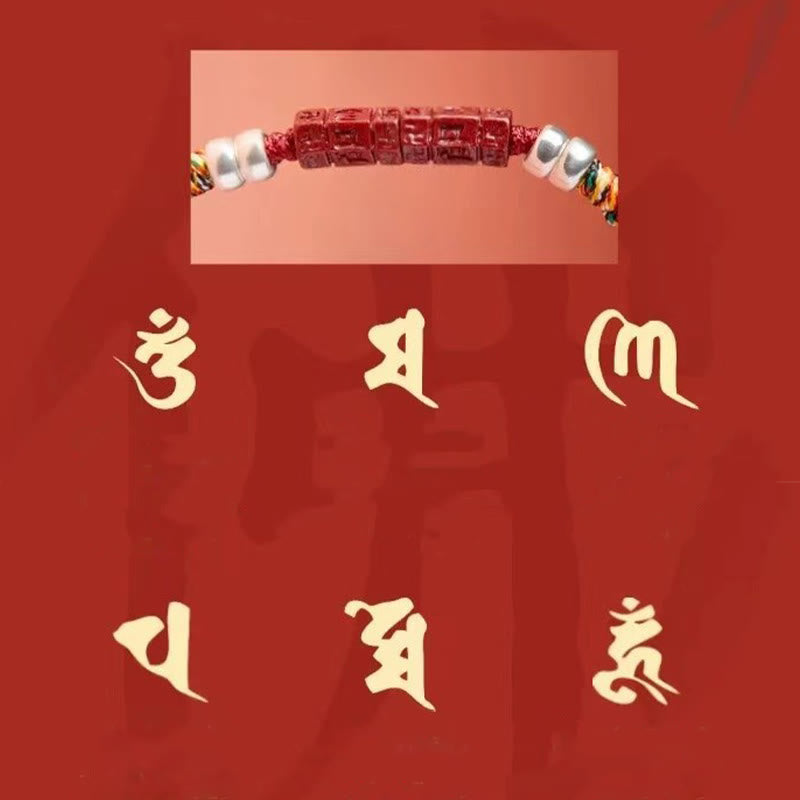 Fortune Jewel 925 Sterling Silver Om Mani Padme Hum Cinnabar Blessing Child Adult Bracelet