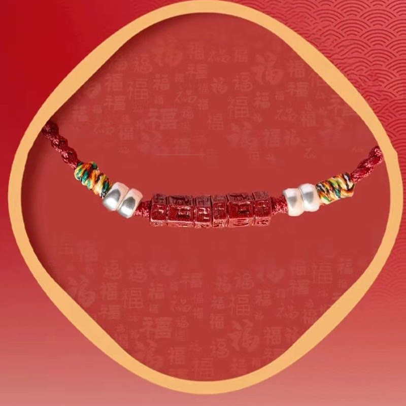 Fortune Jewel 925 Sterling Silver Om Mani Padme Hum Cinnabar Blessing Child Adult Bracelet
