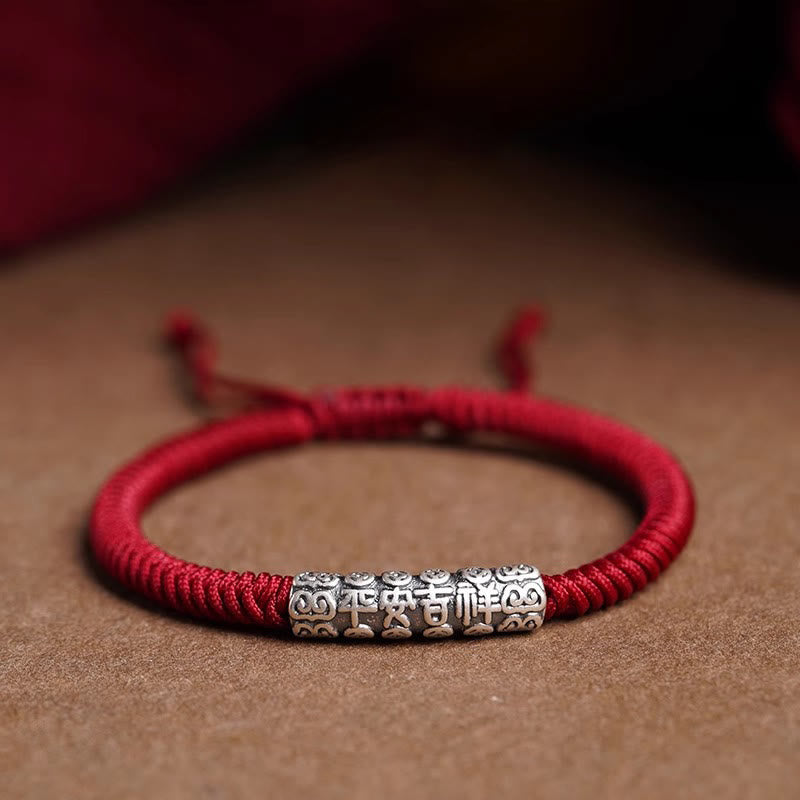 Fortune Jewel Handmade 999 Sterling Silver Peace and Good Fortune Om Mani Padme Hum Luck Rope Bracelet