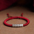 Fortune Jewel Handmade 999 Sterling Silver Peace and Good Fortune Om Mani Padme Hum Luck Rope Bracelet
