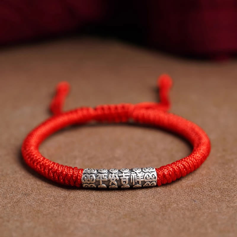 Fortune Jewel Handmade 999 Sterling Silver Peace and Good Fortune Om Mani Padme Hum Luck Rope Bracelet