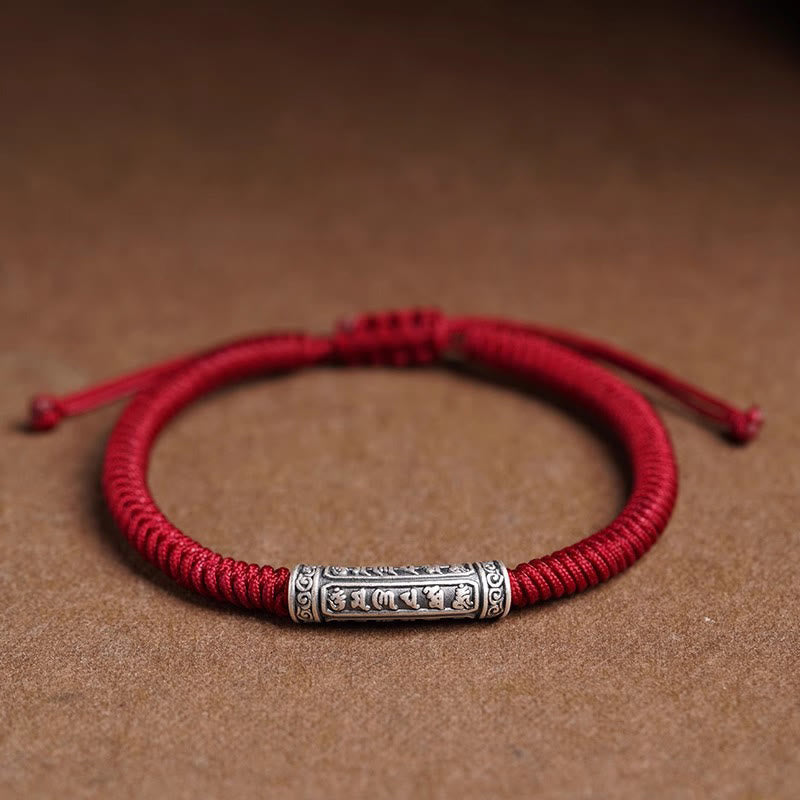 Fortune Jewel Handmade 999 Sterling Silver Peace and Good Fortune Om Mani Padme Hum Luck Rope Bracelet
